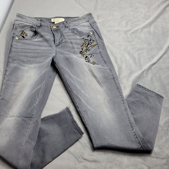 Democracy Denim - Democracy Womens Freedom Ankle Skimmer Jeans Size 4 Gray With Decorative Stud De